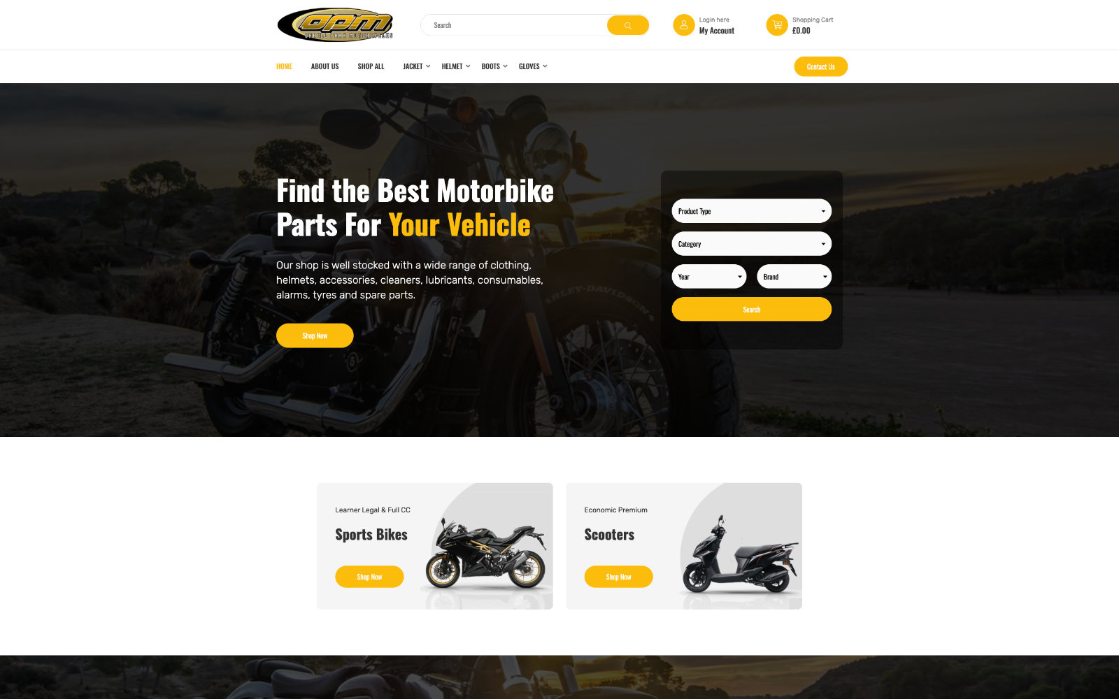Orrell Park Motorcycles storefront homepage